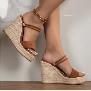 Tan Wedge Sandals 9